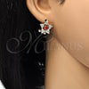 Oro Laminado Stud Earring, Gold Filled Style Star Design, with Garnet and White Cubic Zirconia, Polished, Golden Finish, 02.217.0082.2 *PROMO*