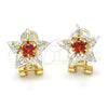 Oro Laminado Stud Earring, Gold Filled Style Star Design, with Garnet and White Cubic Zirconia, Polished, Golden Finish, 02.217.0082.2 *PROMO*
