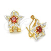 Oro Laminado Stud Earring, Gold Filled Style Star Design, with Garnet and White Cubic Zirconia, Polished, Golden Finish, 02.217.0082.2 *PROMO*