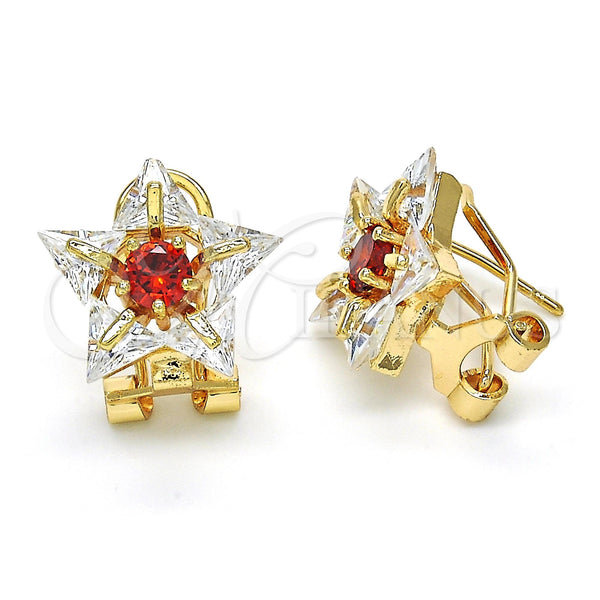 Gold Filled Ring — Stud Earring Star Design with Garnet and White — main product view — SKU 118592 | Oro Laminado anillo — Stud Earring estrella diseño with Garnet and blanco — SKU 118592