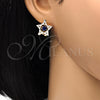 Oro Laminado Stud Earring, Gold Filled Style Star Design, with Sapphire Blue and White Cubic Zirconia, Polished, Golden Finish, 02.217.0082.4 *PROMO*