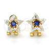 Oro Laminado Stud Earring, Gold Filled Style Star Design, with Sapphire Blue and White Cubic Zirconia, Polished, Golden Finish, 02.217.0082.4 *PROMO*