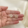Oro Laminado Stud Earring, Gold Filled Style Star Design, with Pink and White Cubic Zirconia, Polished, Golden for wholesale, additional product view 3