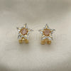 Oro Laminado Stud Earring, Gold Filled Style Star Design, with Pink and White Cubic Zirconia, Polished, Golden for wholesale, additional product view 6