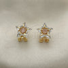 Oro Laminado Stud Earring, Gold Filled Style Star Design, with Pink and White Cubic Zirconia, Polished, Golden Finish, 02.217.0082.6 *PROMO*