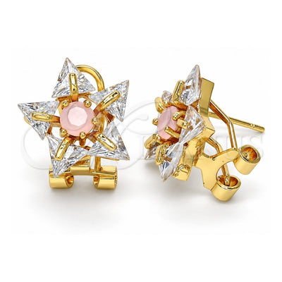 Oro Laminado Stud Earring, Gold Filled Style Star Design, with Pink and White Cubic Zirconia, Polished, Golden Finish, 02.217.0082.6 *PROMO*