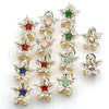 Oro Laminado Stud Earring, Gold Filled Style Star Design, with Pink and White Cubic Zirconia, Polished, Golden for wholesale, additional product view 7
