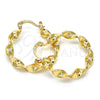Oro Laminado Medium Hoop, Gold Filled Style Twist Design, Polished, Golden Finish, 02.170.0207.1.30