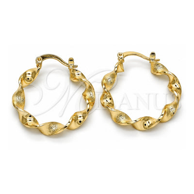 Oro Laminado Medium Hoop, Gold Filled Style Twist Design, Polished, Golden Finish, 02.170.0207.1.30
