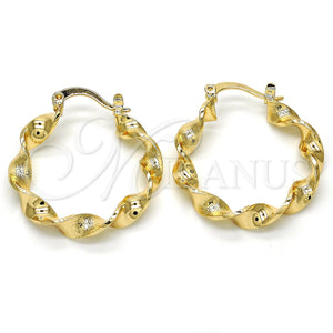 Gold Filled Hoop Earrings — Medium Hoop Twist Design Polished 02. — main product view — SKU 118621 | Oro Laminado aretes de aro — Medium Hoop Twist diseño pulido 02. — SKU 118621