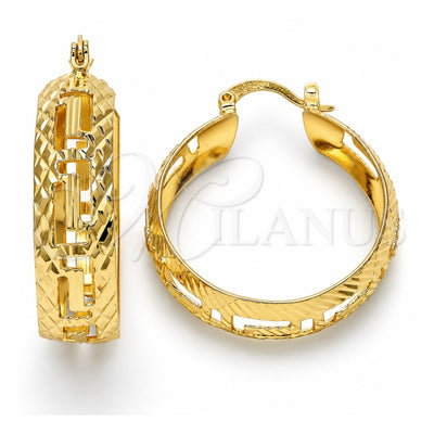 Oro Laminado Medium Hoop, Gold Filled Style Diamond Cutting Finish, Golden Finish, 02.170.0214.30