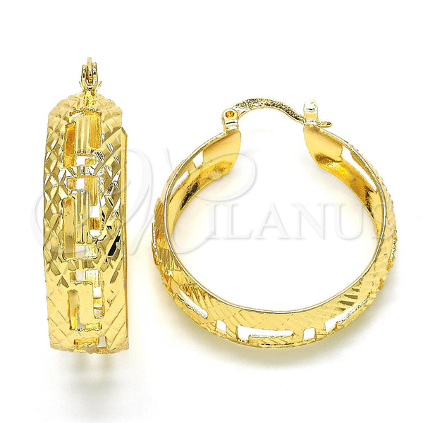 Gold Filled Hoop Earrings — Medium Hoop Diamond Cutting 02. — main product view — SKU 118626 | Oro Laminado aretes de aro — Medium Hoop Diamond Cutting 02. — SKU 118626
