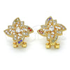 Oro Laminado Stud Earring, Gold Filled Style Flower Design, with Multicolor Cubic Zirconia, Polished, Golden for wholesale, additional product view 4