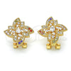 Oro Laminado Stud Earring, Gold Filled Style Flower Design, with Multicolor Cubic Zirconia, Polished, Golden Finish, 02.217.0087 *PROMO*