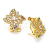Oro Laminado Stud Earring, Gold Filled Style Flower Design, with Multicolor Cubic Zirconia, Polished, Golden for wholesale, additional product view 5