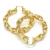 Oro Laminado Large Hoop, Gold Filled Style Twist and Hollow Design, Polished, Golden Finish, 02.170.0218.50