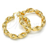 Oro Laminado Large Hoop, Gold Filled Style Twist and Hollow Design, Polished, Golden Finish, 02.170.0218.50