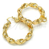 Oro Laminado Large Hoop, Gold Filled Style Twist and Hollow Design, Polished, Golden Finish, 02.170.0218.50