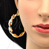 Oro Laminado Large Hoop, Gold Filled Style Twist and Hollow Design, Polished, Golden Finish, 02.170.0218.60