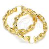 Oro Laminado Large Hoop, Gold Filled Style Twist and Hollow Design, Polished, Golden Finish, 02.170.0218.60