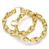 Oro Laminado Large Hoop, Gold Filled Style Twist and Hollow Design, Polished, Golden Finish, 02.170.0218.60