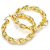 Oro Laminado Large Hoop, Gold Filled Style Twist and Hollow Design, Polished, Golden Finish, 02.170.0218.60