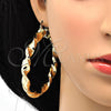 Oro Laminado Extra Large Hoop, Gold Filled Style Twist and Hollow Design, Polished, Golden Finish, 02.170.0218.70