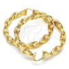 Oro Laminado Extra Large Hoop, Gold Filled Style Twist and Hollow Design, Polished, Golden Finish, 02.170.0218.70