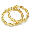 Oro Laminado Extra Large Hoop, Gold Filled Style Twist and Hollow Design, Polished, Golden Finish, 02.170.0218.70