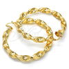 Oro Laminado Extra Large Hoop, Gold Filled Style Twist and Hollow Design, Polished, Golden Finish, 02.170.0218.70