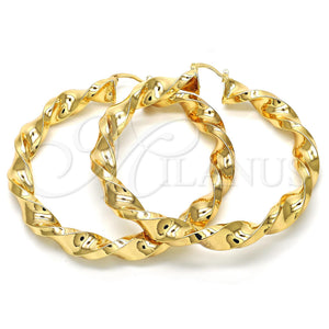 Gold Filled Hoop Earrings — Extra Large Hoop Twist and Hollow Design Polished — main product view — SKU 118656 | Oro Laminado aretes de aro — Extra Large Hoop Twist and Hollow diseño pulido — SKU 118656