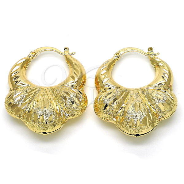 Gold Filled Hoop Earrings — Medium Hoop Diamond Cutting 02. — main product view — SKU 118664 | Oro Laminado aretes de aro — Medium Hoop Diamond Cutting 02. — SKU 118664