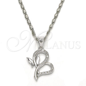 White Gold Filled Necklace — Pendant Necklace Butterfly Design with White Micro Pave — main product view — SKU 118692 | Oro Laminado Blanco collar — Pendant Necklace Butterfly diseño with blanco Micro Pave — SKU 118692