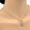 Oro Laminado Pendant Necklace, Gold Filled Style with White Cubic Zirconia, Polished, Golden Finish, 04.94.0008.18 (02 MM Thickness, 18 Inches Length)