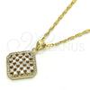 Oro Laminado Pendant Necklace, Gold Filled Style with White Cubic Zirconia, Polished, Golden Finish, 04.94.0008.18 (02 MM Thickness, 18 Inches Length)