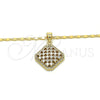Oro Laminado Pendant Necklace, Gold Filled Style with White Cubic Zirconia, Polished, Golden Finish, 04.94.0008.18 (02 MM Thickness, 18 Inches Length)