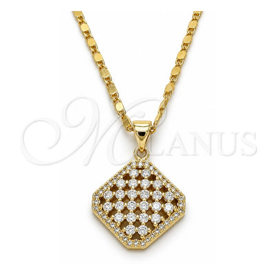 Oro Laminado Pendant Necklace, Gold Filled Style with White Cubic Zirconia, Polished, Golden Finish, 04.94.0008.18 (02 MM Thickness, 18 Inches Length)