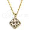 Oro Laminado Pendant Necklace, Gold Filled Style with White Cubic Zirconia, Polished, Golden Finish, 04.94.0008.18 (02 MM Thickness, 18 Inches Length)