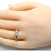 Oro Laminado Multi Stone Ring, Gold Filled Style with White Cubic Zirconia, Polished, Golden Finish, 01.94.0002.07 (Size 7)