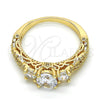 Oro Laminado Multi Stone Ring, Gold Filled Style with White Cubic Zirconia, Polished, Golden Finish, 01.94.0002.08 (Size 8)