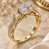 Oro Laminado Multi Stone Ring, Gold Filled Style with White Cubic Zirconia, Polished, Golden Finish, 01.94.0002.08 (Size 8)