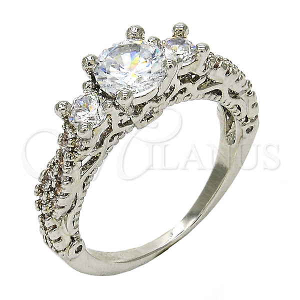 White Gold Filled Ring — Multi Stone Ring with White Cubic Zirconia Polished — main product view — SKU 118725 | Oro Laminado Blanco anillo — Multi Stone Ring with blanco Cubic Zirconia pulido — SKU 118725