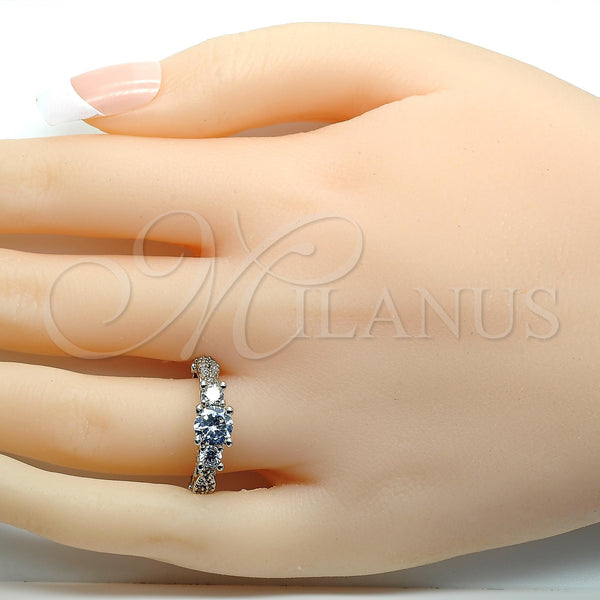 White Gold Filled Ring — Multi Stone Ring with White Cubic Zirconia Polished — alternate product view — SKU 118726 | Oro Laminado Blanco anillo — Multi Stone Ring with blanco Cubic Zirconia pulido — SKU 118726