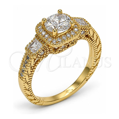 Oro Laminado Multi Stone Ring, Gold Filled Style with White Cubic Zirconia and White Micro Pave, Polished, Golden Finish, 01.94.0005.07 (Size 7)