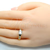 Oro Laminado Multi Stone Ring, Gold Filled Style with White Cubic Zirconia, Polished, Golden Finish, 01.94.0006.07 (Size 7)