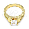 Oro Laminado Multi Stone Ring, Gold Filled Style with White Cubic Zirconia, Polished, Golden Finish, 01.94.0006.07 (Size 7)