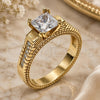 Oro Laminado Multi Stone Ring, Gold Filled Style with White Cubic Zirconia, Polished, Golden Finish, 01.94.0006.07 (Size 7)
