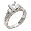 Rhodium Gold Filled Multi Stone Ring, with White Cubic Zirconia, Polished, Rhodium Finish, 01.94.0006.1.07 (Size 7)