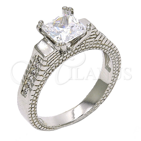 Rhodium Gold Filled Multi Stone Ring, with White Cubic Zirconia, Polished, Rhodium Finish, 01.94.0006.1.08 (Size 8)