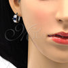 Rhodium Gold Filled Huggie Hoop, with Sapphire Blue and White Cubic Zirconia, Polished, Rhodium Finish, 02.237.0025.5.15